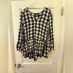 American Eagle Gingham Peplum Blouse – Size XL
